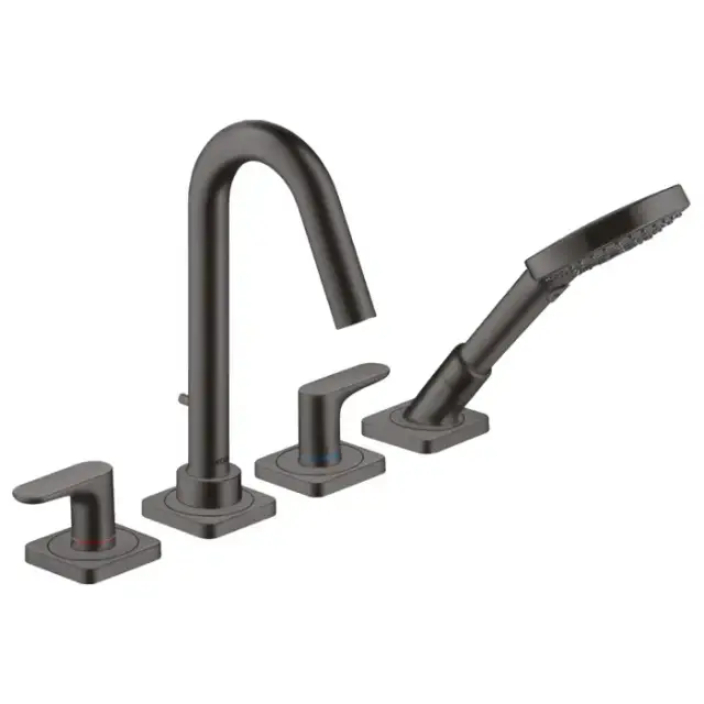 Axor Citterio M Смеситель на борт ванны, на 4 отв., с ручным душем, цвет: шлифованный черный хром