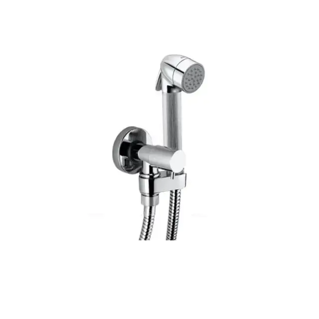 Bossini Nikita Комплект: запорный вентиль, 1/2M лейка с клапаном подачи из латуни, - шланг латунный, цвет: хром