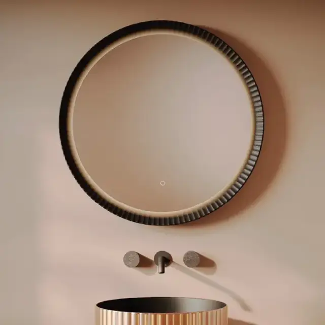 Artceram Зеркало Lord Ø76 см в керамической раме с LED-подсветкой и сенсорным выключателем, цвет: черный матовый