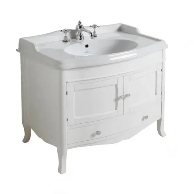 SIMAS Arcade Комплект мебели, тумба с закругленным фасадом, двумя дверцами и ящиком, раковиной, 90см, напольный, цвет: белый