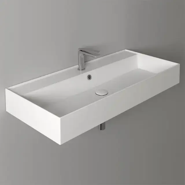 Simas Agile Раковина 101х46 см, 1 отв., подвесная, с переливом, цвет: белый