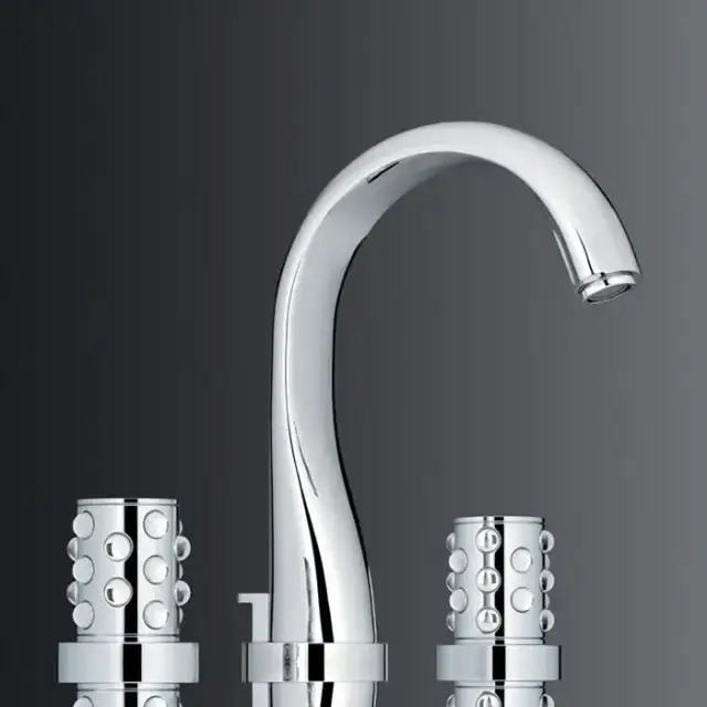 THG Mossi Смеситель для раковины, 3 отв., цвет: хром/прозрачный хрусталь