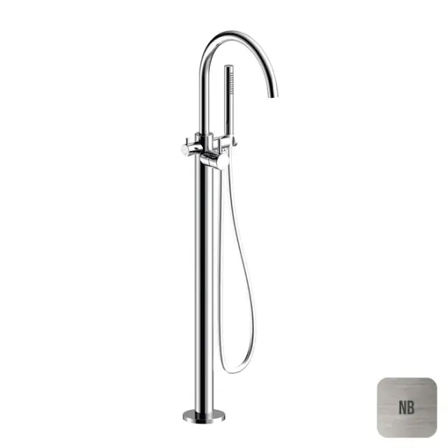 Almar Mixers Смеситель для ванны, напольный, с ручным душем, цвет: никель брашированный