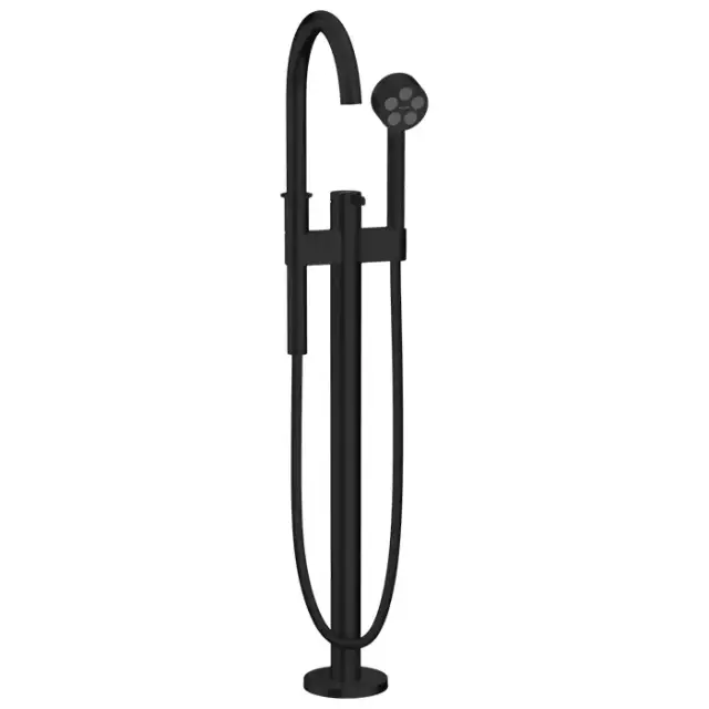 Axor One Смеситель для ванны, напольный, с душевым гарнитуром, внешняя часть, цвет: черный матовый