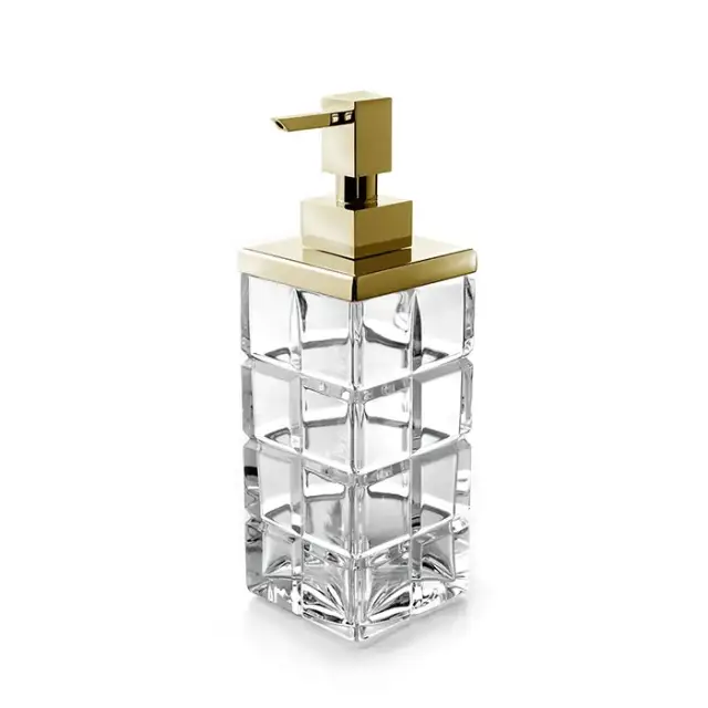 3SC Palace Дозатор для жидкого мыла,  настольный, цвет: прозрачный хрусталь/золото 24к. Lucido