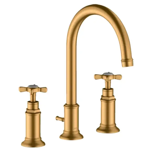 Axor Montreux Смеситель для раковины 180, на 3 отв., с донным клапаном, цвет: шлифованное золото