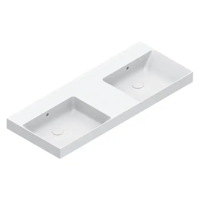 Catalano Zero Раковина 125x50см двойная, без отв., цвет: белый глянцевый