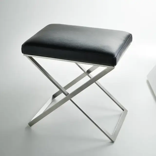 3SC Lino&Lone Стул с сиденьем из гладкой кожи 50хh50х36 см, цвет: черная кожа/никель сатинированный матовый