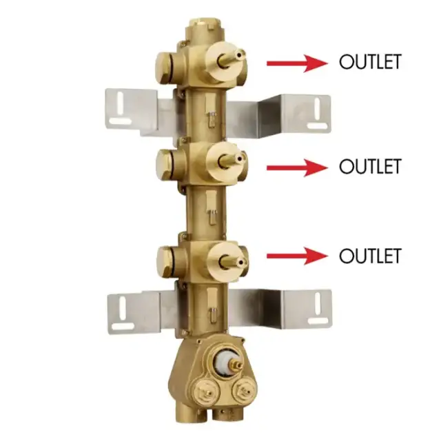 Bossini Встраиваемая часть термостата с 3 запорными клапанами, (3 выхода) высокой пропускной способности на ¾