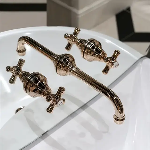 Devon&Devon Kalos Смеситель Austin настенный, 3 отв., цвет: светлое золото