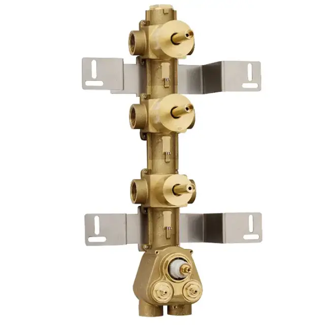 Bossini Встраиваемая часть термостата с  запорным клапаном и 2 дивиатора на 2 выхода, (5 выходов) высокой пропускной способности на ¾