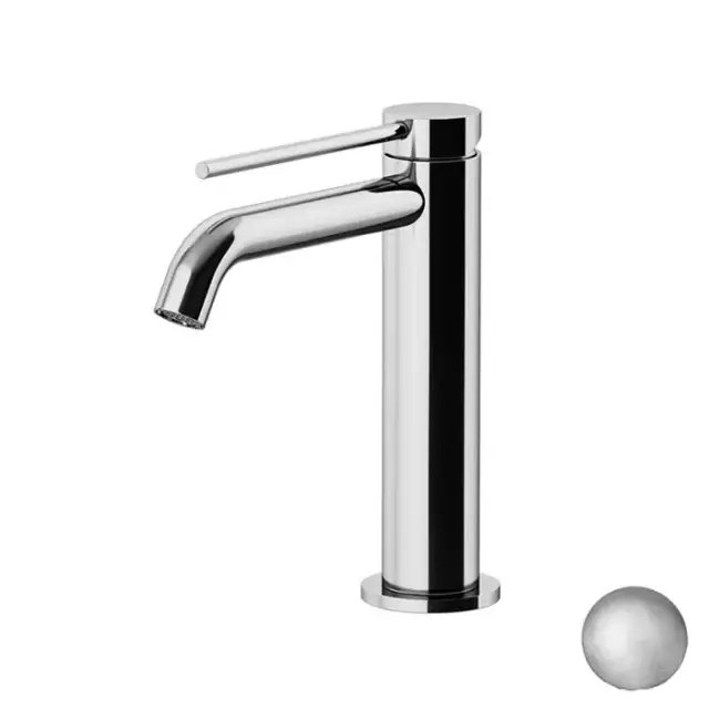 Gattoni Circle Two Смеситель для раковины высокий 227 мм, на 1 отверстие, излив 155 мм, с донным клапаном, цвет: Brushed Nickel