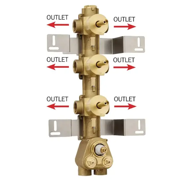 Bossini Встраиваемая часть термостата 3 дивиатора на 2 выхода, (6 выходов) высокой пропускной способности на ¾