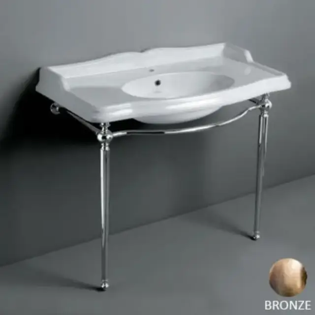 SIMAS Arcade Консоль 105х56см, c белой раковиной на 1 отв., напольная, цвет: консоли bronzo