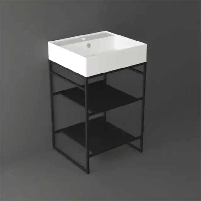 Simas Agile Структура металлическая 51x46xh72см, напольная, для раковины с 1 отв., AG51, с 2 полками, цвет: черный матовый