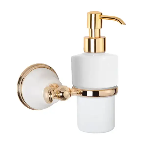 TW Harmony 108, подвесной дозатор для ж/мыла, керамический (белый), цвет: белый/золото