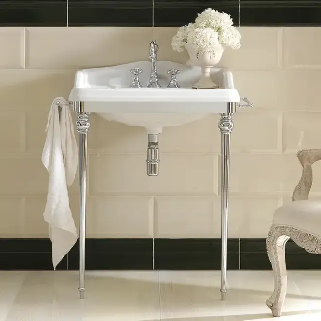 3SC Consolle Консоль Dandy 98х56хh104см, с раковиной LA02, сифоном и полотенцедердателями, напольный, цвет: хром