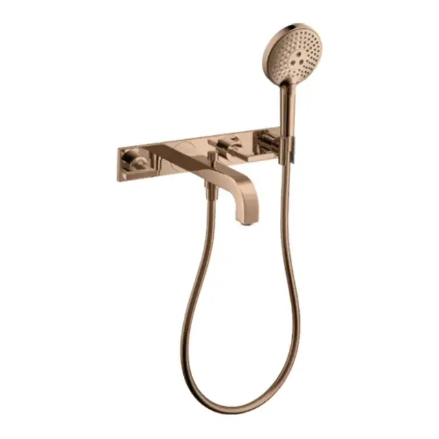 Axor Citterio Смеситель для ванны, встраиваемый, с ручным душем, ручка: рычаг, панель, цвет: полированное красное золото