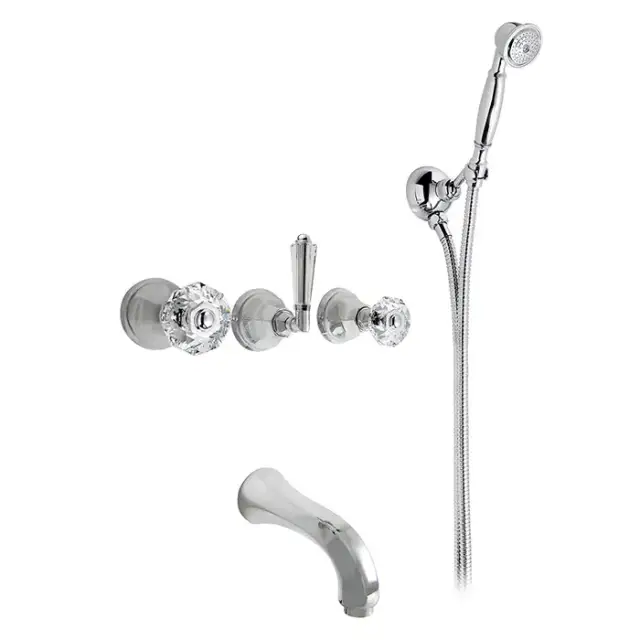 Nicolazzi Teide Смеситель для ванны с 2мя ручками, встроенный, с ручным душем, вкл. внутр часть, излив: 168 мм, цвет: хром