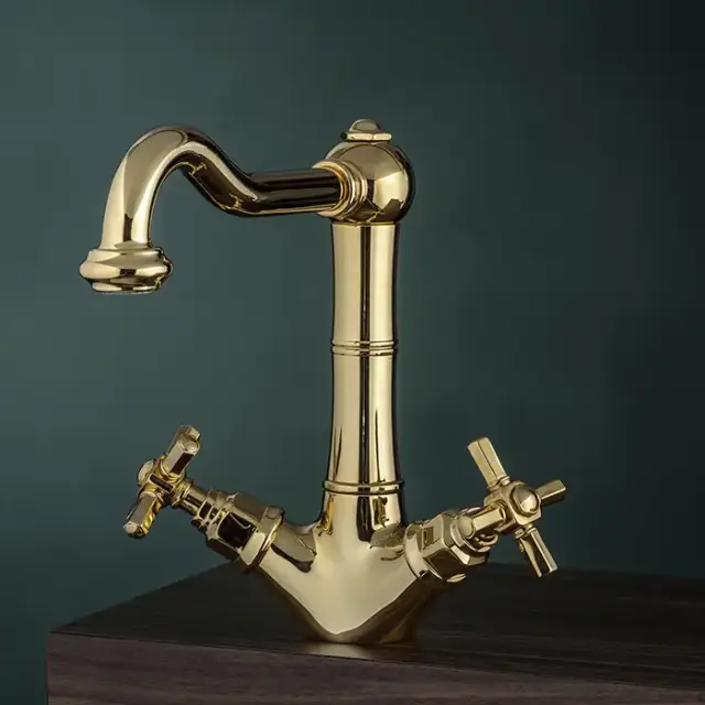 Gattoni TRD Смеситель для раковины, 1 отв., ручки Paris, цвет: золото 24К