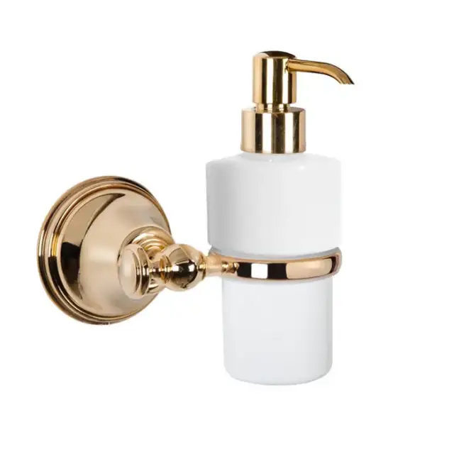 TW Harmony 108, подвесной дозатор для ж/мыла, керамический (белый), цвет: золото