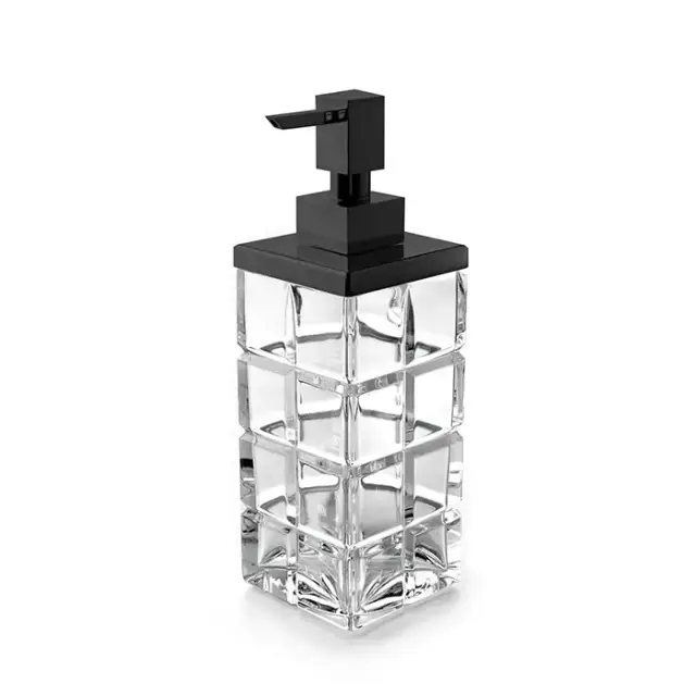 3SC Palace Дозатор для жидкого мыла,  настольный, цвет: прозрачный хрусталь/черный матовый