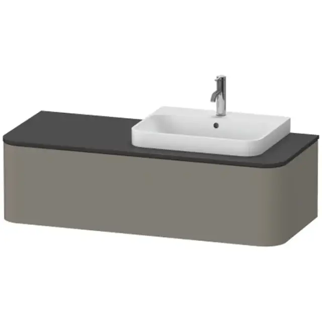 Duravit Happy D.2 Plus Тумба подвесная 130x55х35.4см, с раковиной и 1 ящиком, DX, цвет: stone grey satin matt