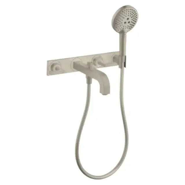 Axor Citterio Смеситель для ванны, встраиваемый, с ручным душем, ручка: рычаг, панель, цвет: шлифованный никель