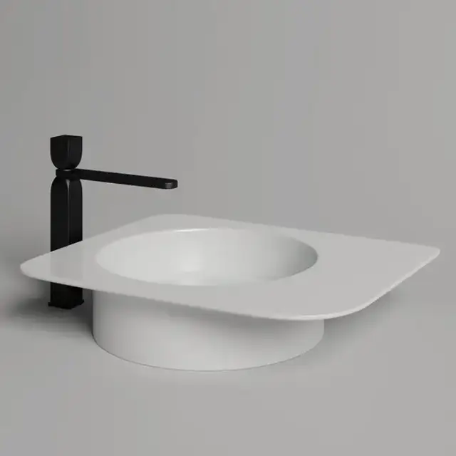 Salini Ninfea  Раковина накладная 54.5х44.7х12cм, без отв., без перелива, S-Stone, цвет: белый матовый