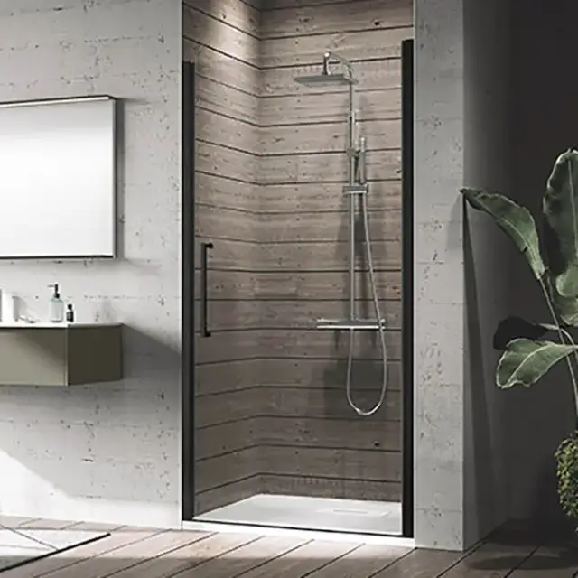 Novellini Young Душевая дверь правая/левая 87-91х200см., для ниши, распашная, стекло, цвет: черный