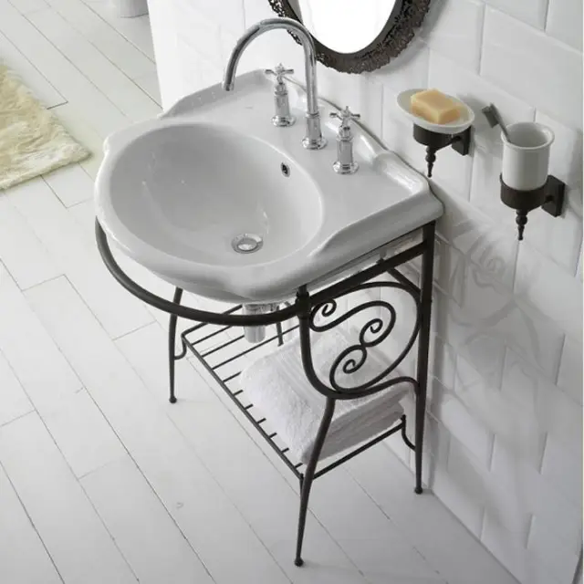 Globo Paestum Консоль напольная 71х58см, с раковиной на 1 отв., цвет: met.antico, раковина белая