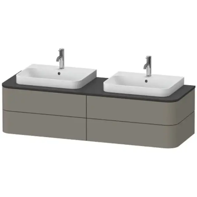 Duravit Happy D.2 Plus Тумба подвесная 160x55х40.8см, с 2 раковинами и 4 ящиками, цвет: stone grey satin matt