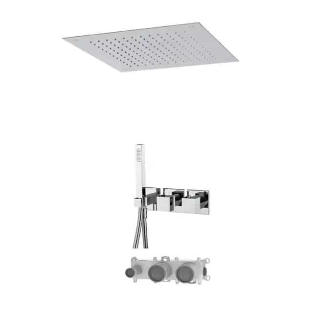 Fima Carlo Frattini Sistemi doccia Душевая система, с верхним душем 49х49см., встраиваемый, термостатическим смесителем, на 2 выхода и ручным душем, цвет: хром