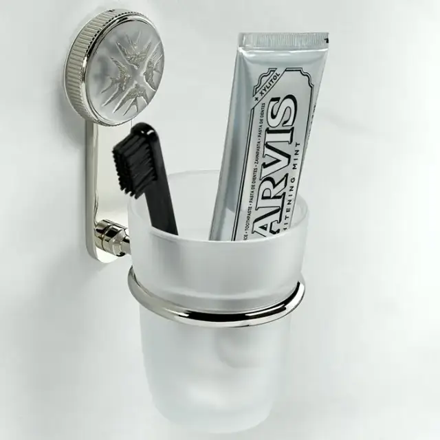 THG Hirondelles Platinum Stamped Стакан подвесной, стеклянный, цвет: Polished nickel