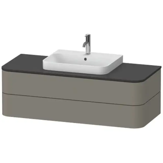 Duravit Happy D.2 Plus Тумба подвесная 130x55х40.8см, с раковиной и 2 ящиками, цвет: stone grey satin matt