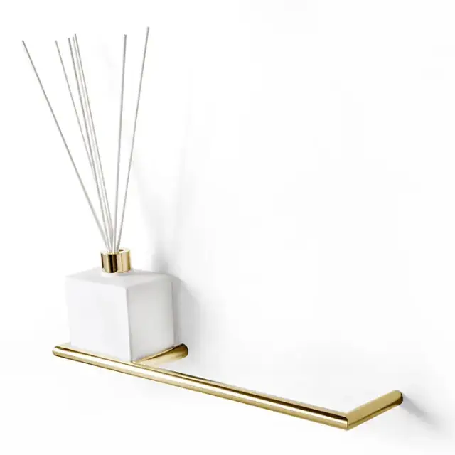 3SC Guy Полотенцедержатель и ароматический диффузор, 40см., слева, подвесной, композит Solid Surface, цвет: белый матовый/золото 24к. Lucido