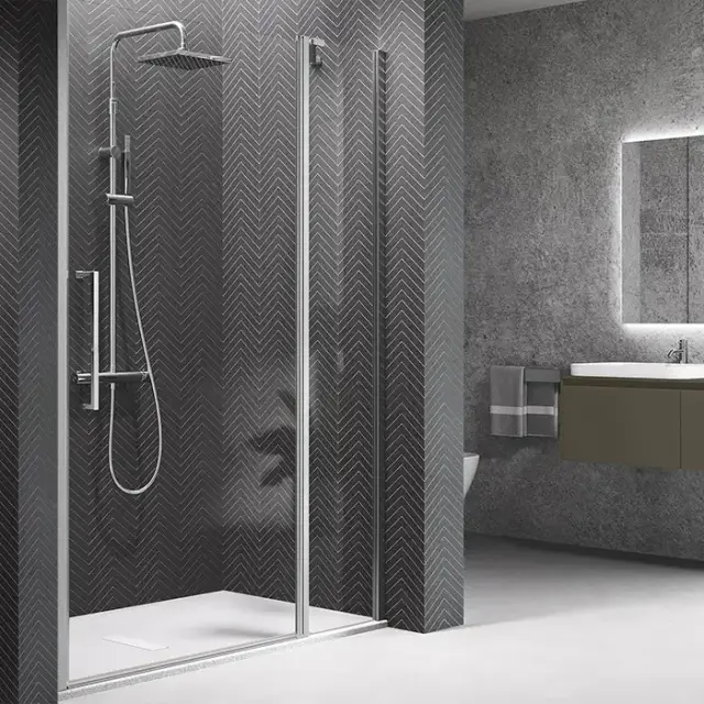 Novellini Young Душевая дверь правая/левая 97-101х200см., для ниши, распашная с неподвижным сегментом, стекло, цвет: хром