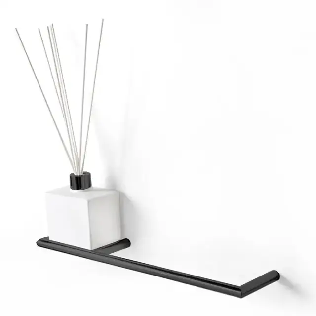 3SC Guy Полотенцедержатель и ароматический диффузор, 40см., слева, подвесной, композит Solid Surface, цвет: белый матовый/черный матовый