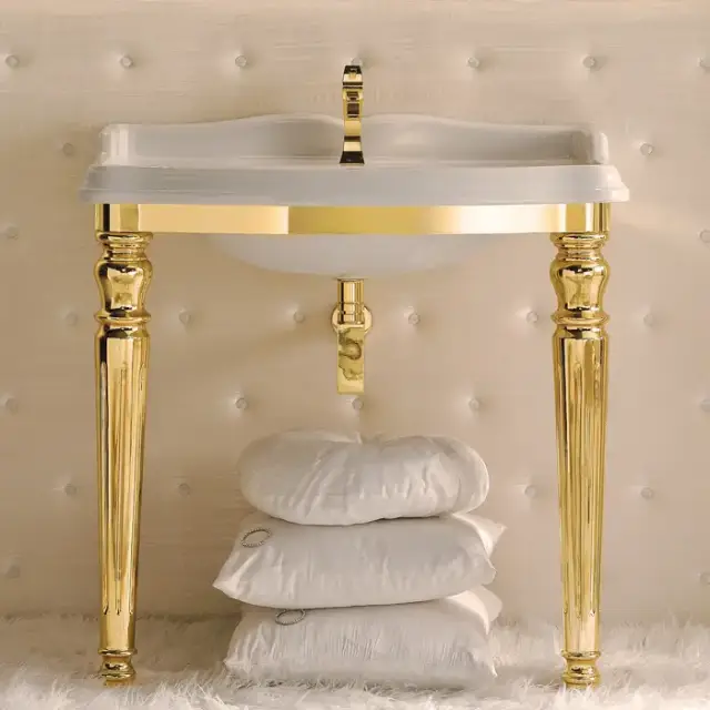 3SC Consolle Консоль King 71х54хh97см, с раковиной LA01 и сифоном, напольная, цвет: золото 24к. Lucido
