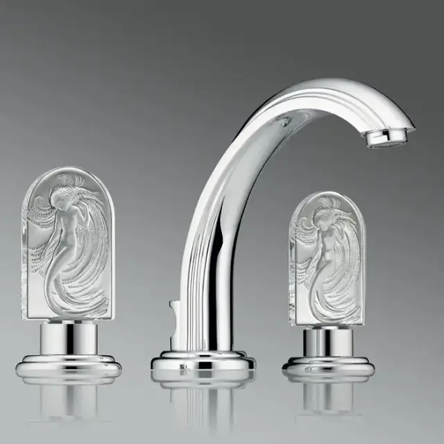 THG Naïade Смеситель для раковины, 3 отв., цвет: хром/прозрачный хрусталь