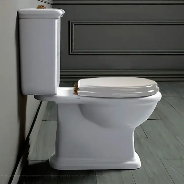 SIMAS Lante Унитаз моноблок 70.5х38.5см, с вертикальным сливом с бачком с кнопкой смыва, фурнитура бронза, цвет: белый