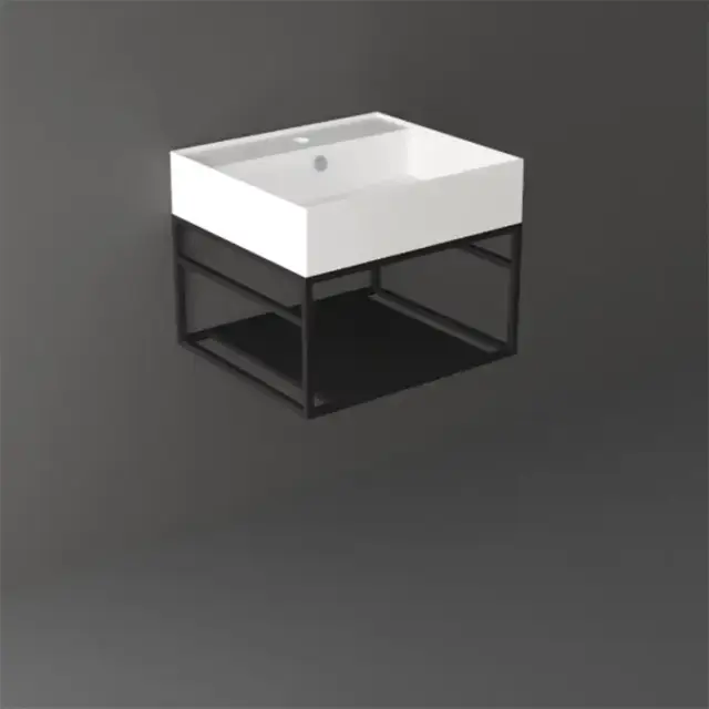 Simas Agile Структура металлическая 51x46xh28см, подвесная, для раковины с 1 отв., AG51, с 1 полкой, цвет: черный матовый