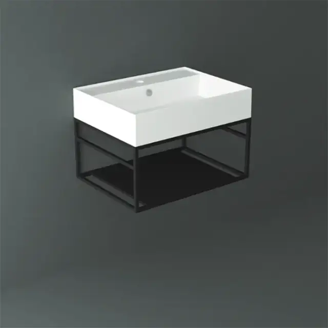 Simas Agile Структура металлическая 61x46xh28см, подвесная, для раковины с 1 отв., AG61, с 1 полкой, цвет: черный матовый