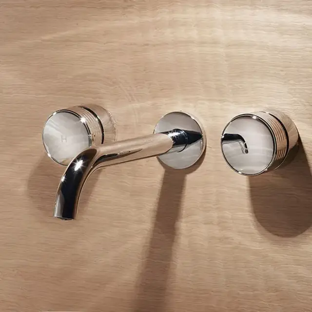 Fima Carlo Frattini Texture Collection F5601/5HCR Смеситель для раковины на 3 отв., настенный, излив 150 мм, донный клапан click-clack, ручки 