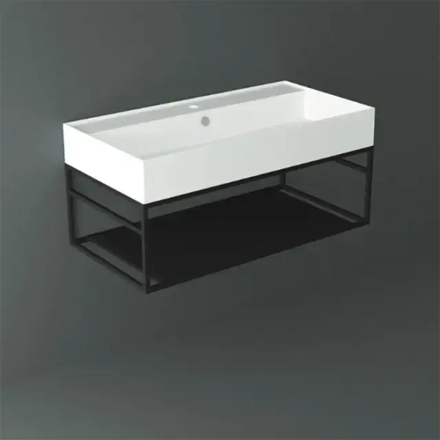 Simas Agile Структура металлическая 91x46xh28см, подвесная, для раковины с 1 отв., AG91, с 1 полкой, цвет: черный матовый