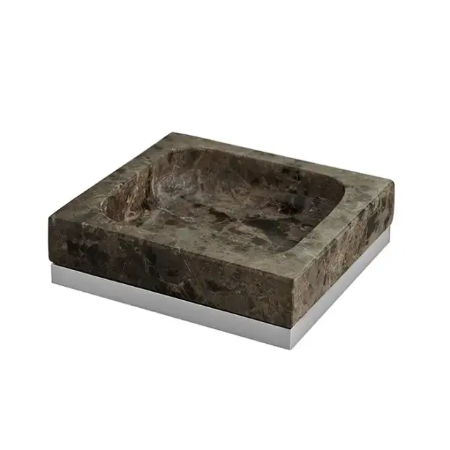 3SC Palace Marmo Мыльница настольная, цвет: мрамор Emperador dark/хром