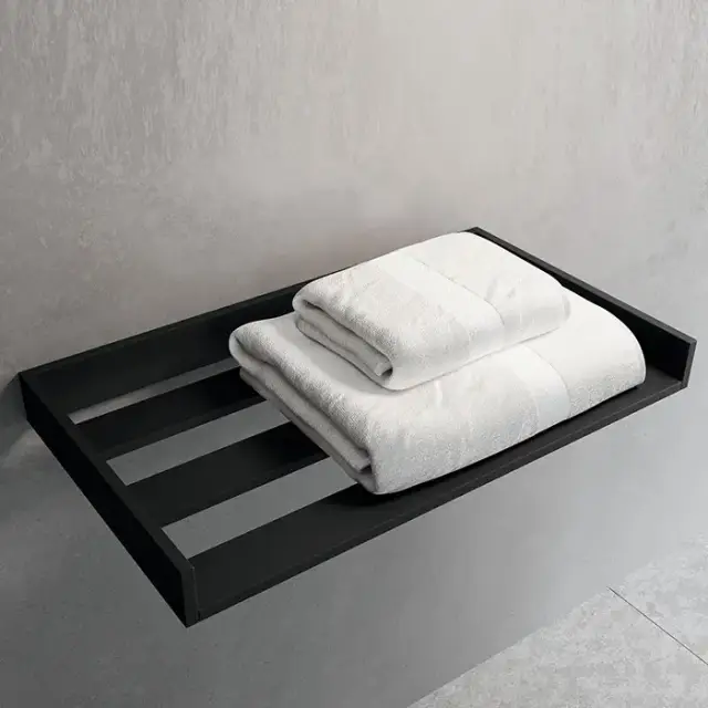 Novellini Kuadra Полка для полотенец 61.2х35cм.из алюминия, цвет: черный матовый
