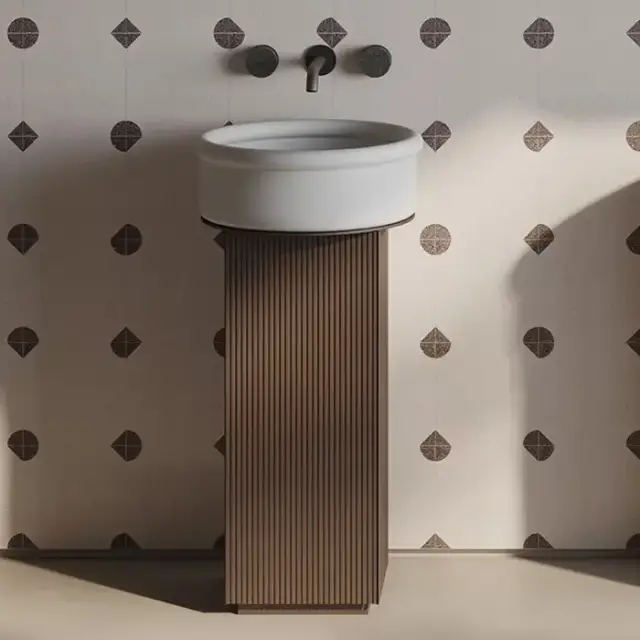 Artceram Mono Тумба напольная Ø39хh72 см для настольных раковин c одной дверцей, хромирой слив в комплекте, цвет: moka