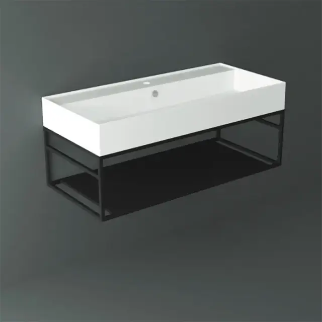 Simas Agile Структура металлическая 101x46xh28см, подвесная, для раковины с 1 отв., AG101, с 1 полкой, цвет: черный матовый