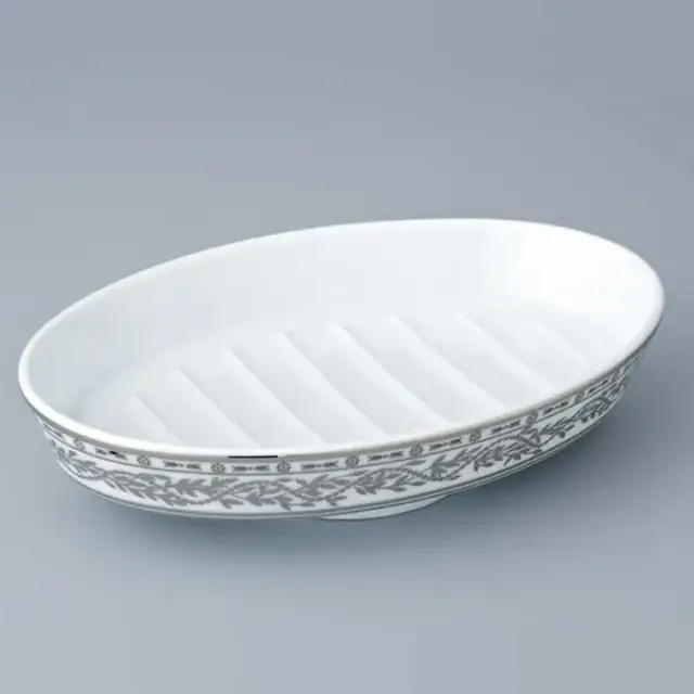 THG Marquise platinum decor Мыльница керамическая, настольная, декор платина, цвет: белый